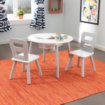 Masuta rotunda Gri cu doua scaunele si spatiu de depozitare- Grey Round Table Kidkraft
